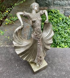 Art Deco Silvered Bronze Dancer