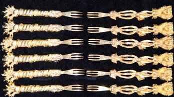 MID CENTURY MODERN 24K GOLD PLATED COCKTAIL FORKS