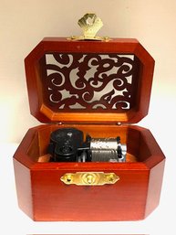 Beautifully Carved Lidded Rosewood Music Box