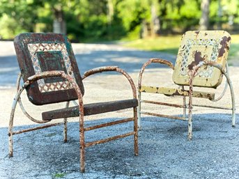 A Pair Of Vintage 1930's Art Deco Lattice Work Resort Chairs