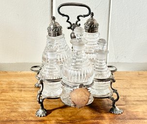 Elegant Silverplate And Cut Glass Cruet St