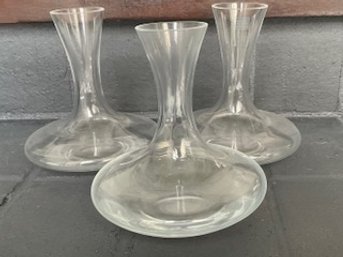 Set Of 3 Clear Glass Wine Decanters