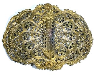 Victorian Gilt Brass Two-part Filigree Large Belt Buckle