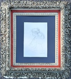 An Original Pencil Sketch, Female Figural, Signed, Dated, And Inscribed By Jose Royo, 1999 (Spanish)