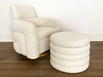 A Fabulous Swivel Chair And Storage Ottoman By Crate & Barrel