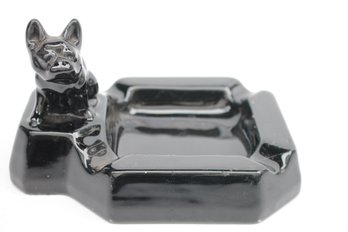 BLACK ART DECO BULLDOG CERAMIC ASHTRAY