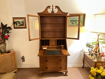 Antique Secretary Desk With Glass Doors