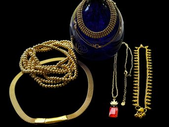 Gold Costume Jewelry (Includes Ralph Lauren Mesh Collar Necklace)