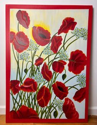 Radiant Red Bloom - Striking Flower Oil Painting On Canvas