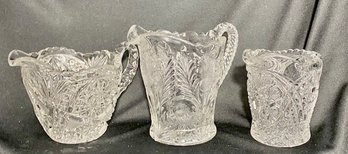 Trio Of Vintage Cut Glass Creamers