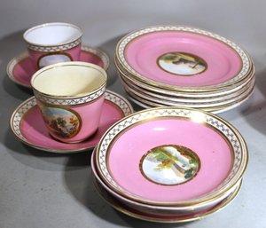 Collection Of Early 19th Century Cups And Saucers And Dessert Plates