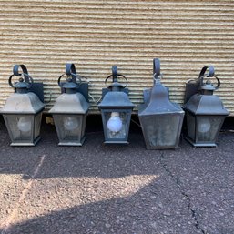 A Collection Of 5 Metal Exterior Carriage Lantern Sconces