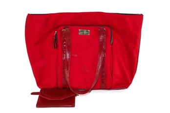 Beautiful Tommy Hilfiger Tote Red Bag With Wallet