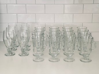 Collection Of Clear Glass Footed Glassware - 22 Count