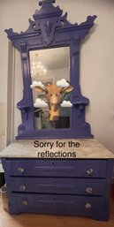 Bespoke Antique Gentleman's Dresser With Marble Top And Crystal Knobs- WOW!!