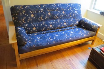 Stickley Style Moon And Stars Covered Full Sized Futon W/pillows In Maple