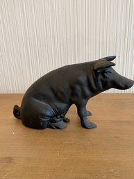 Antique Farmhouse Cast Iron Pig Coin Bank 1