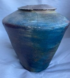 Raku Pottery Angular Vase 6 1/2 Inches