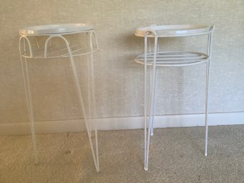 Pair Of White Plant Stands