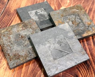 A Set Of 4 Slate Ski Coasters