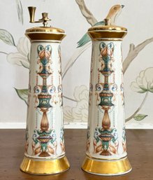 A Pair Of Large Lenox Salt And Pepper Shakers With 24K Gold Details