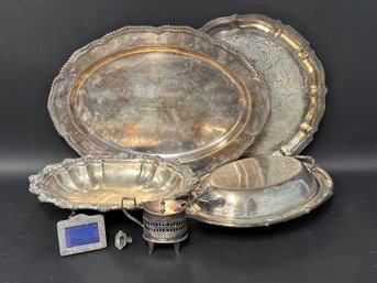An Assortment Of Vintage Silverplate, Trays & More