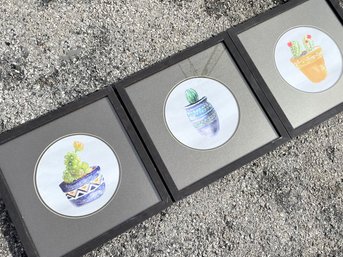 A Series Of Framed Watercolor Prints - Plant Themed