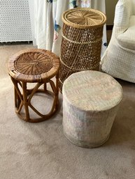 2 Stools And Tall  Baskets