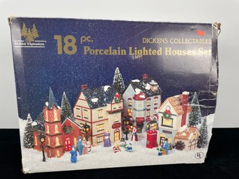 Holiday Expressions Porcelain Lighted Charles Dickens Village Set