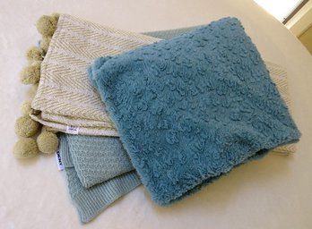 A Lot Of 3 Warm Throws In Various Colors, All Good Sized.