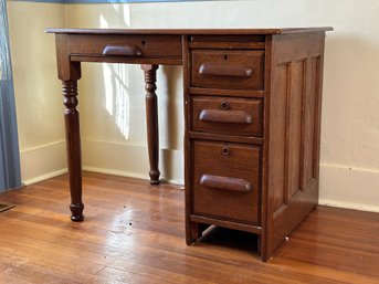 An Absolutely Fabulous Vintage School Desk In Quarter-Sawn Oak