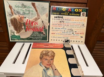 Trio Of Vinyl Records: David Jones Singers, Doris Day, Pops Festival