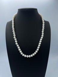 Stunning White Pearl Necklace W/ 14k Yellow Gold Clasp