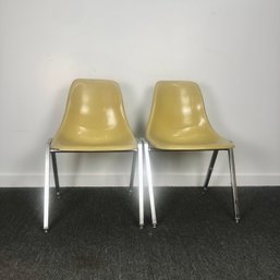 Pair Of Mid Century Molded Yellow Chairs