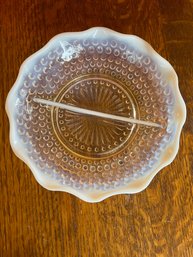 Vintage Milk White To Clear Hobnail Candy Dish - 7'