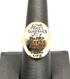 Sterling Silver Large Inspirational Engraved Ring, Size 6.75