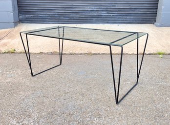 Vintage Metal And Glass Top Coffee Table Sauze Style