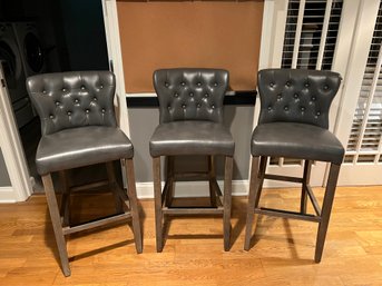 Group Of (3) Tufted Back Bar Stools