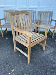 Lot Of Four Teak Patio Garden Armchair Furniture