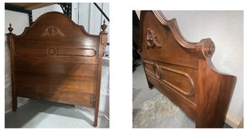 Beautiful Antique Eastlake Walnut Full Headboard And Curved Footboard