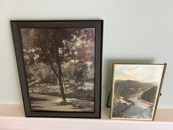 Framed Landscape Photography Duo, One Hand Colored