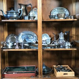 Very Nice Large Group Of Vintage / Antique Sterling / Silver Plate Lot - Flatware - Bowls - Coffee - Tea Pots