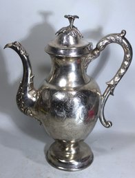 Victorian Large Silver Plate Coffee Pot Flower Decoration