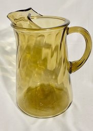 Vintage Indiana Glass Smoked Optic Swirl Pitcher