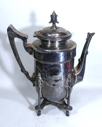 Eastlake Victorian Silver Plate Footed Teapot