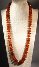 Fine Genuine Amber Beaded Necklace 24' Long