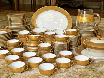 A Large, Gilt Rimmed Haviland Limoges Dinner Service For 12 Plus Serving Pieces