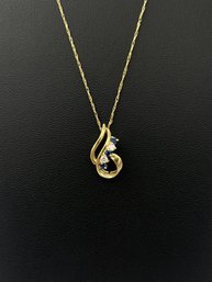 Beautiful Multi Diamond & Sapphire 14k Yellow Gold Pendant & Necklace
