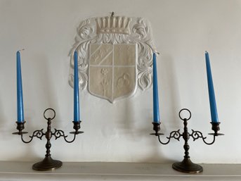 Pair Of Vintage Brass/bronze Candle Holders.