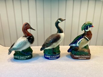 Three Lord Calvert Canadian Whiskey Duck Decanters From The 1970s